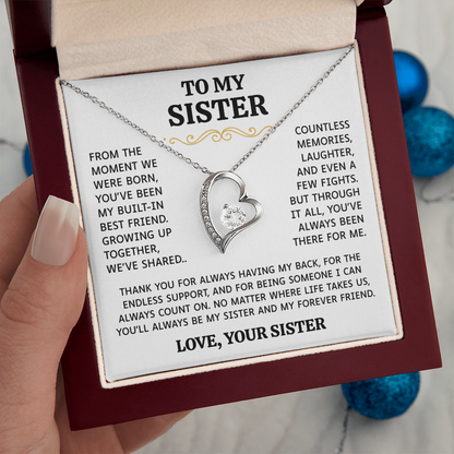 To My Sister | Built-In Best Friend | Forever Love Necklace