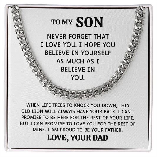 To My Son | I Will Always Have Your Back | Cuban Link Chain
