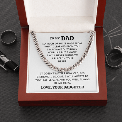 To My Dad | I Will Always Be Your Little Girl | Cuban Link Chain