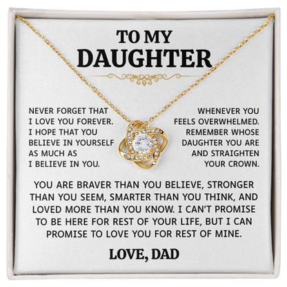 To My Daughter | Believe In Yourself | Love Knot Necklace