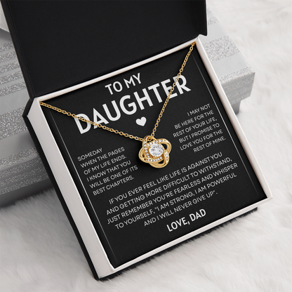 To My Daughter | Never Give Up | Love Knot Necklace
