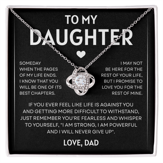 To My Daughter | Never Give Up | Love Knot Necklace