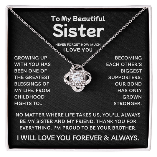 To My Sister | Greatest Blessing | Love Knot Necklace