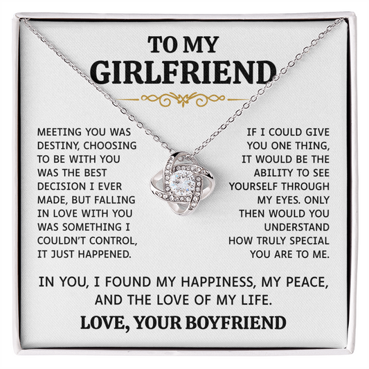 To My Girlfriend | My Happiness and Peace | Love Knot Necklace