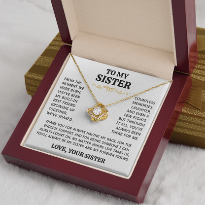 To My Sister | Built-In Best Friend | Love Knot Necklace