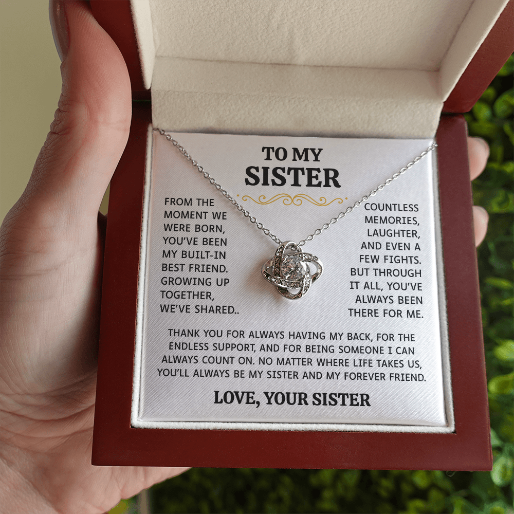 To My Sister | Built-In Best Friend | Love Knot Necklace
