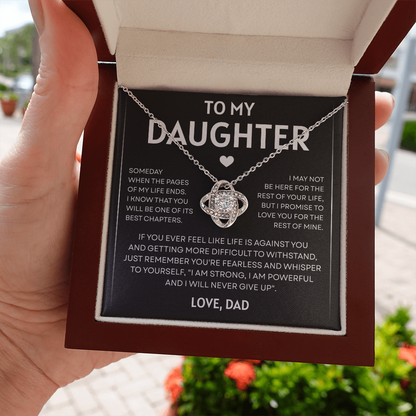 To My Daughter | Never Give Up | Love Knot Necklace