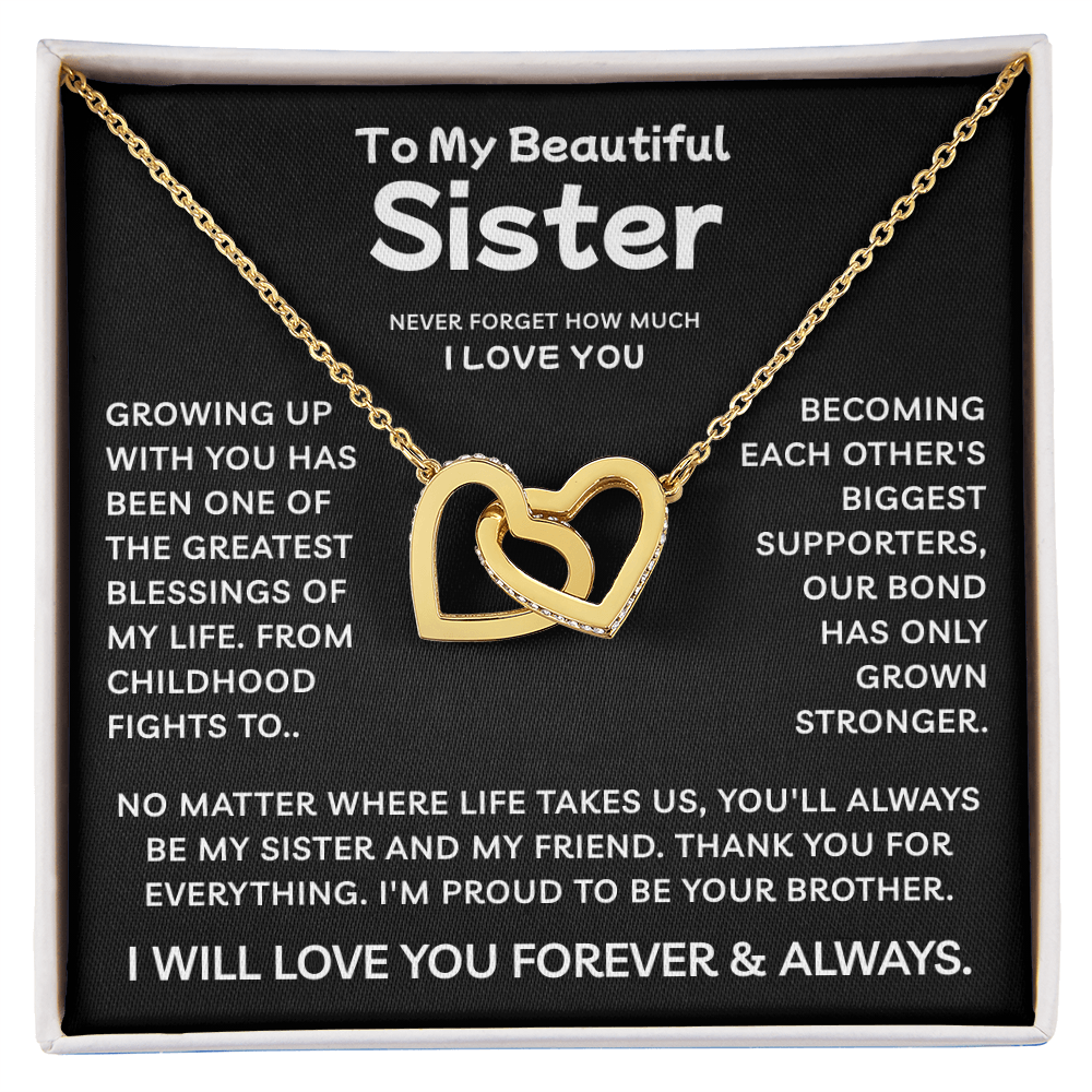 To My Sister | Greatest Blessing | Interlocking Hearts Necklace