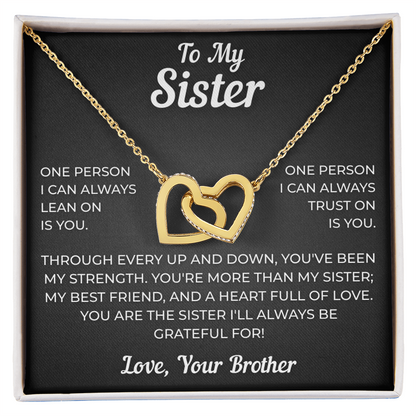 To My Sister | My Best Friend | Interlocking Hearts Necklace