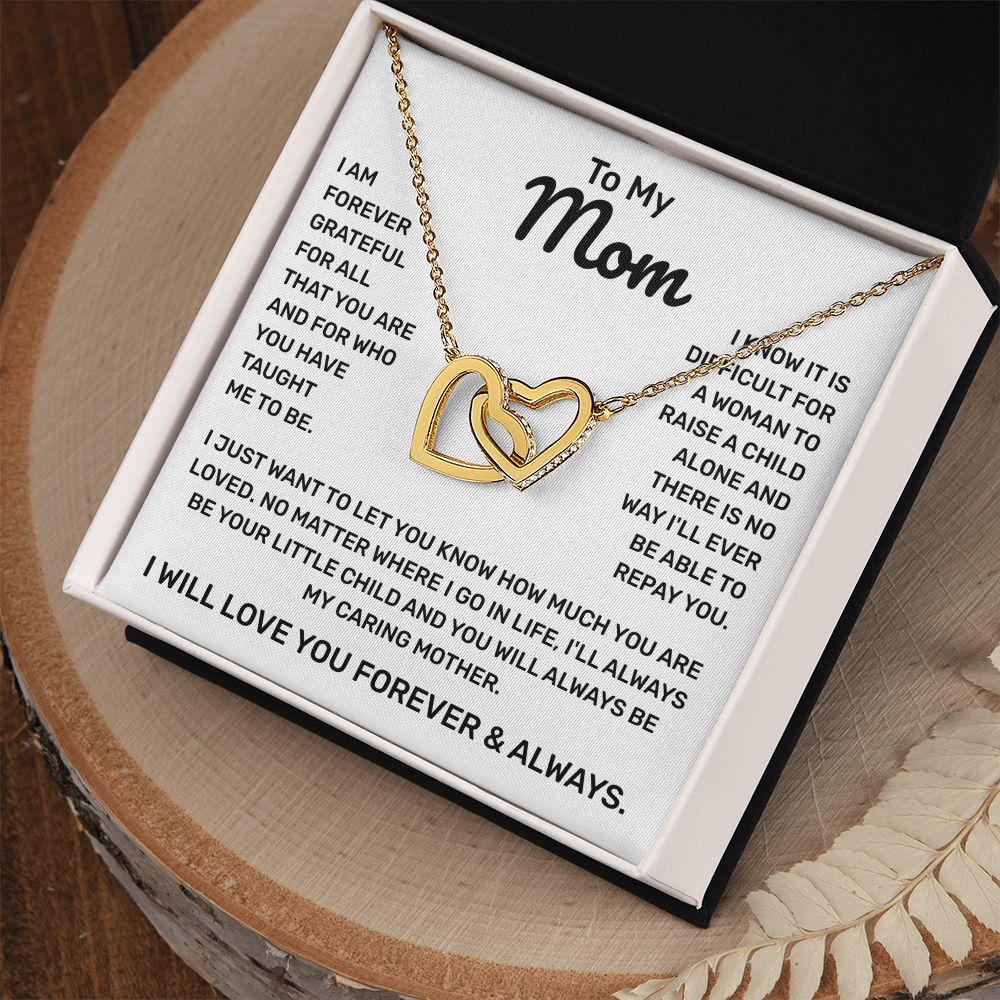 To My Mom | Forever Grateful | Interlocking Hearts Necklace