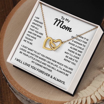 To My Mom | Forever Grateful | Interlocking Hearts Necklace