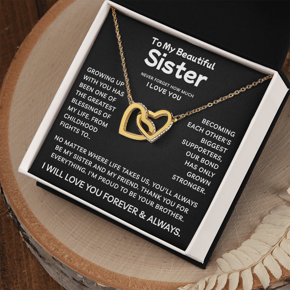 To My Sister | Greatest Blessing | Interlocking Hearts Necklace