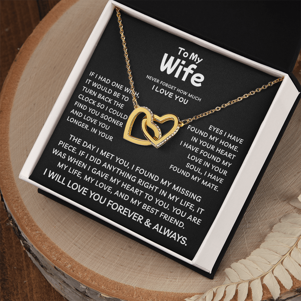 To My Wife | My Life My Love | Interlocking Hearts Necklace