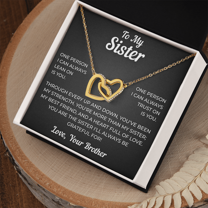 To My Sister | My Best Friend | Interlocking Hearts Necklace