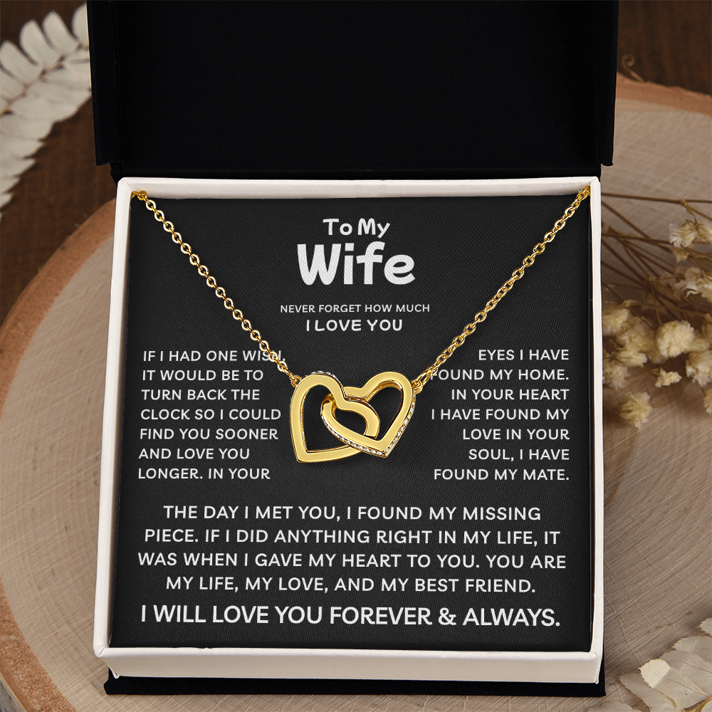 To My Wife | My Life My Love | Interlocking Hearts Necklace