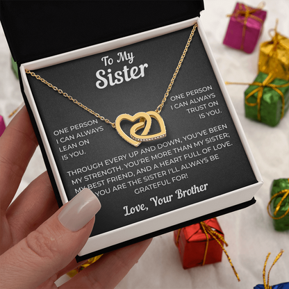To My Sister | My Best Friend | Interlocking Hearts Necklace