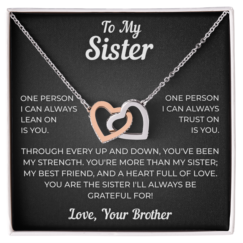 To My Sister | My Best Friend | Interlocking Hearts Necklace