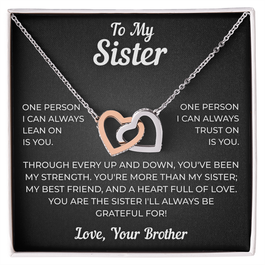 To My Sister | My Best Friend | Interlocking Hearts Necklace
