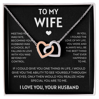 To My Wife | Love of My Life | Interlocking Hearts Necklace