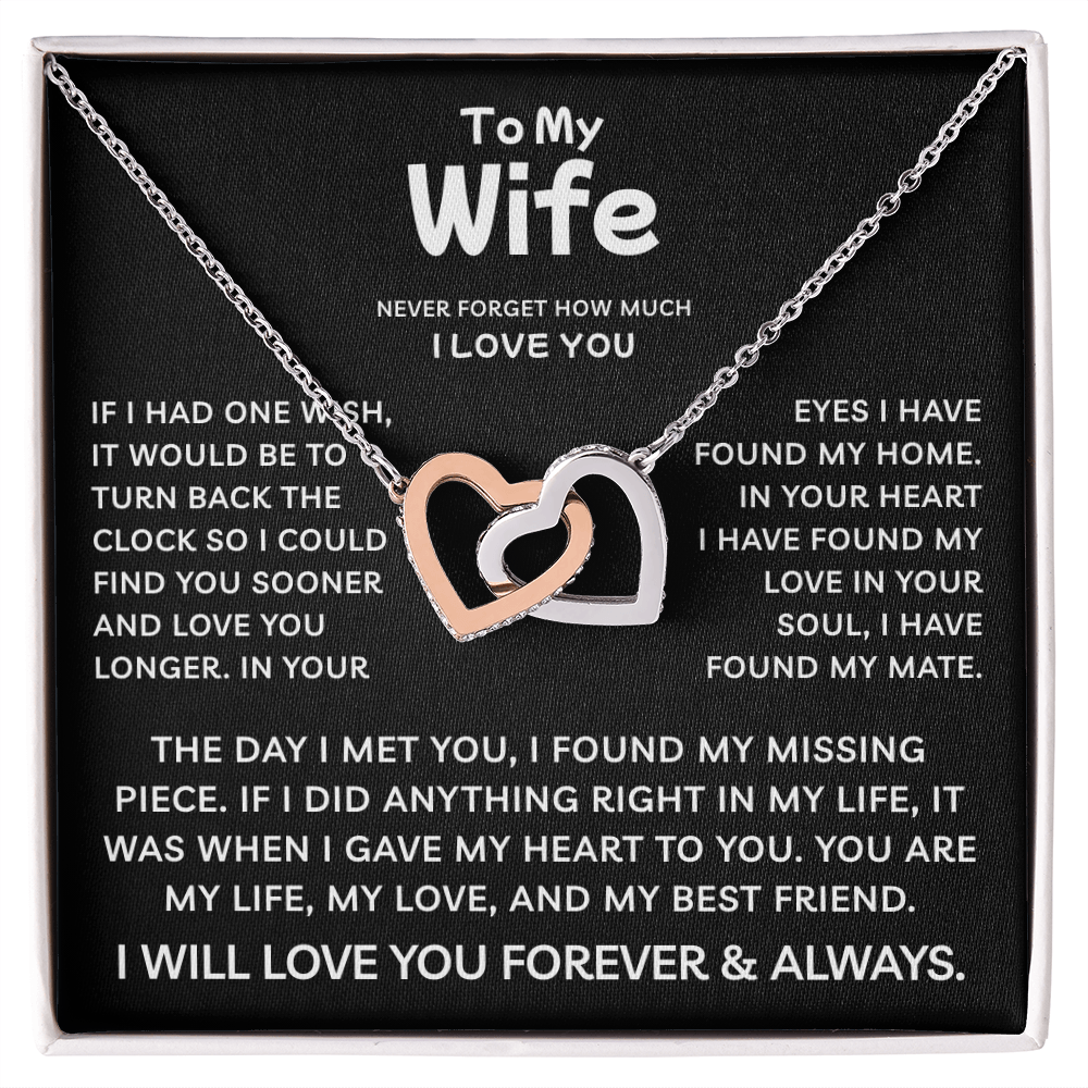 To My Wife | My Life My Love | Interlocking Hearts Necklace