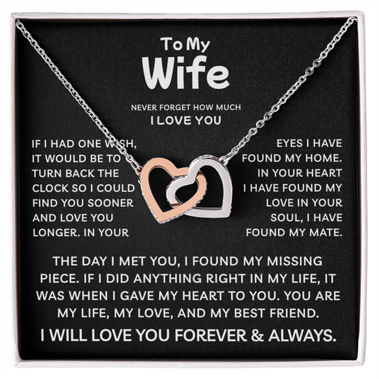 To My Wife | My Life My Love | Interlocking Hearts Necklace