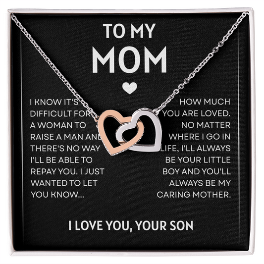 To My Mom | My Caring Mother | Interlocking Hearts Necklace