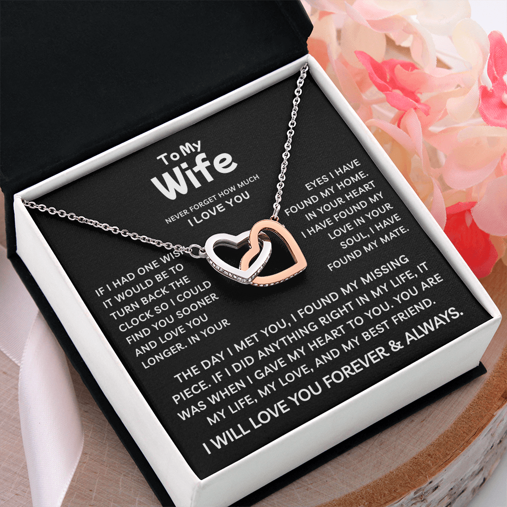 To My Wife | My Life My Love | Interlocking Hearts Necklace