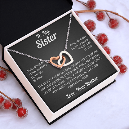 To My Sister | My Best Friend | Interlocking Hearts Necklace
