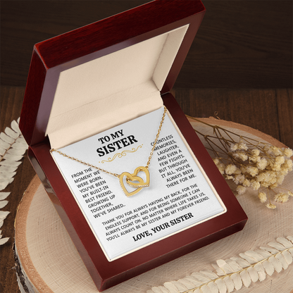 To My Sister | Built-In Best Friend | Interlocking Hearts Necklace