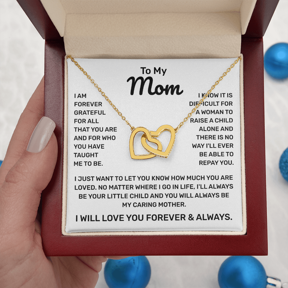 To My Mom | Forever Grateful | Interlocking Hearts Necklace