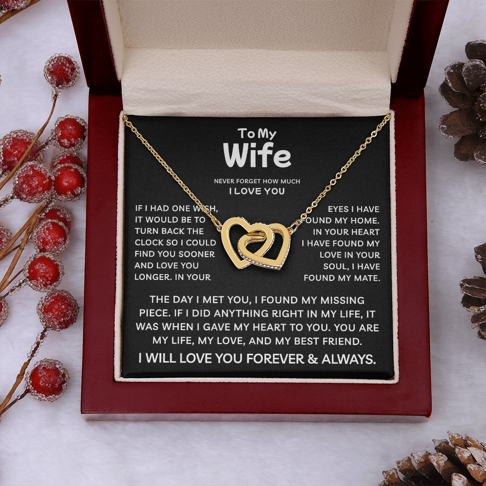 To My Wife | My Life My Love | Interlocking Hearts Necklace