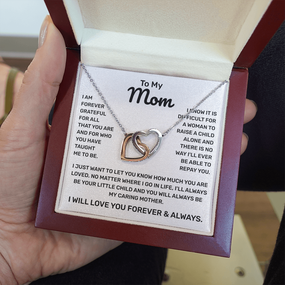 To My Mom | Forever Grateful | Interlocking Hearts Necklace