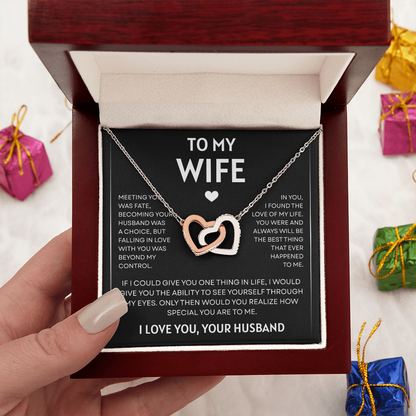 To My Wife | Love of My Life | Interlocking Hearts Necklace