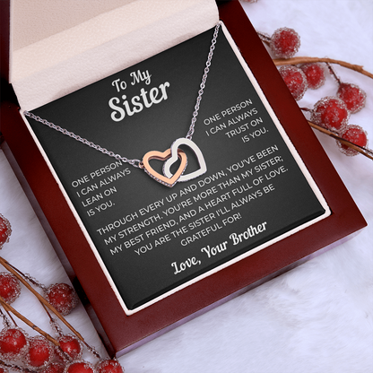 To My Sister | My Best Friend | Interlocking Hearts Necklace