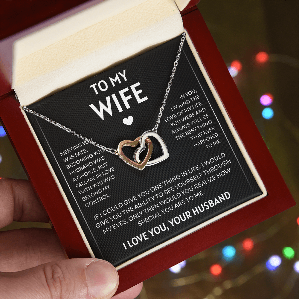 To My Wife | Love of My Life | Interlocking Hearts Necklace