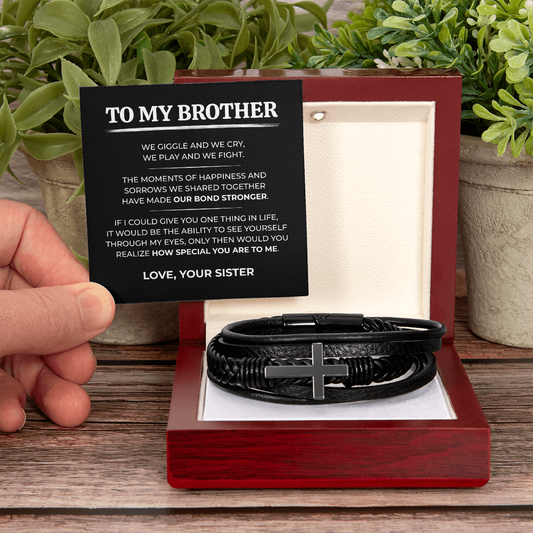 To My Brother | Our Bond Is Stronger | Cross Bracelet