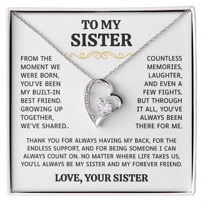 To My Sister | Built-In Best Friend | Forever Love Necklace