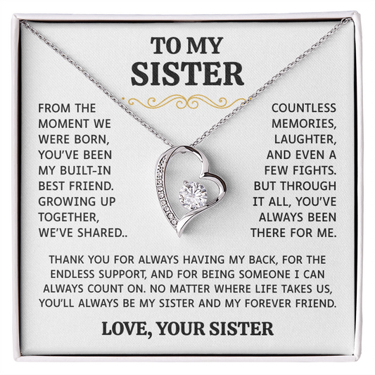 To My Sister | Built-In Best Friend | Forever Love Necklace
