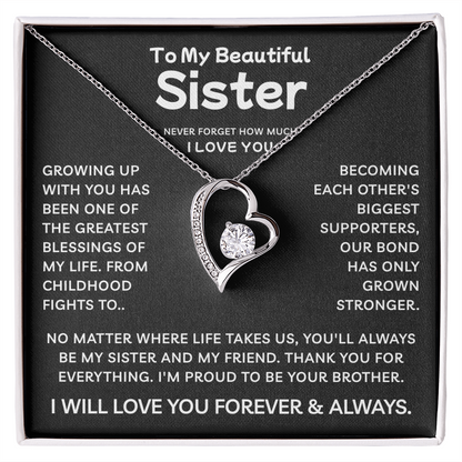 To My Sister | Greatest Blessing | Forever Love Necklace