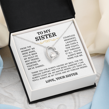 To My Sister | Built-In Best Friend | Forever Love Necklace