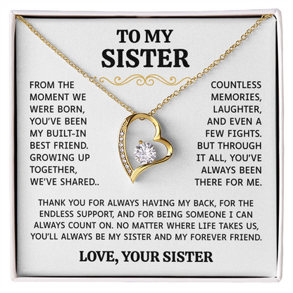 To My Sister | Built-In Best Friend | Forever Love Necklace