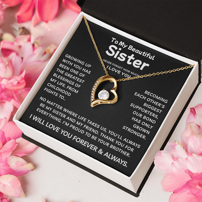 To My Sister | Greatest Blessing | Forever Love Necklace