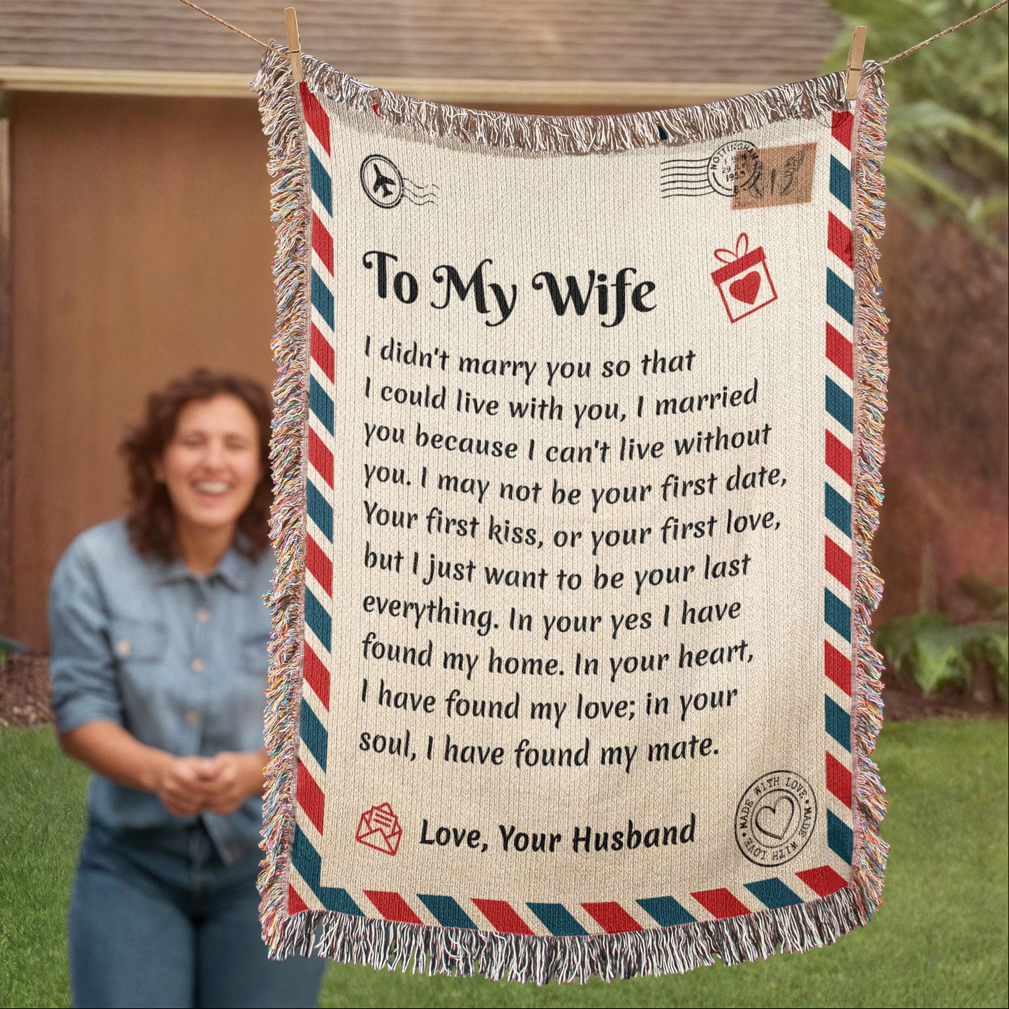 To My Wife | Can't Live Without You | Blanket Gift from Husband