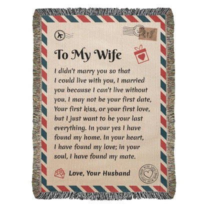To My Wife | Can't Live Without You | Blanket Gift from Husband