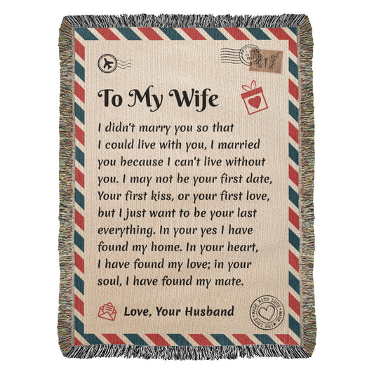 To My Wife | Can't Live Without You | Blanket Gift from Husband