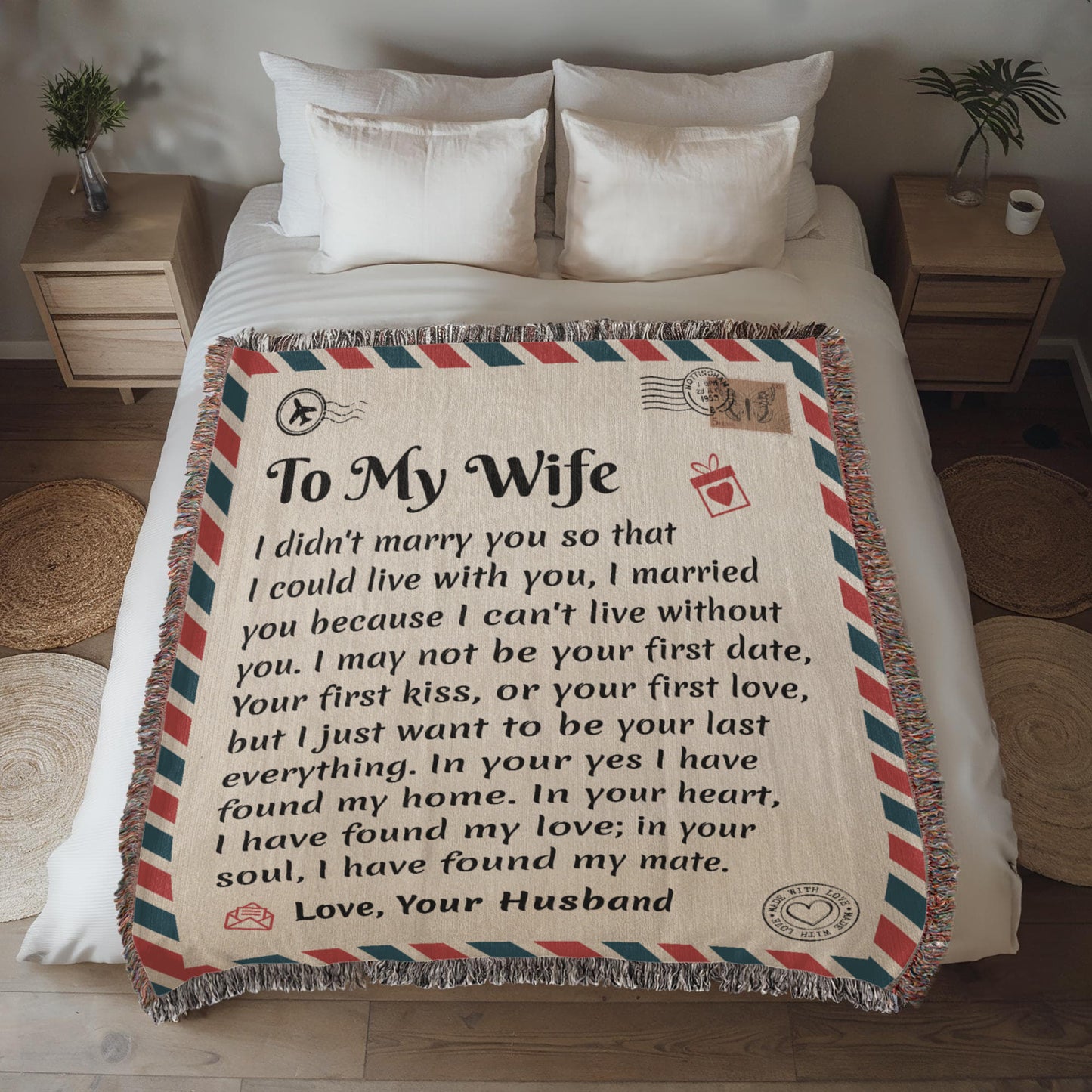 To My Wife | Can't Live Without You | Blanket Gift from Husband