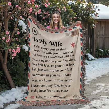 To My Wife | Can't Live Without You | Blanket Gift from Husband