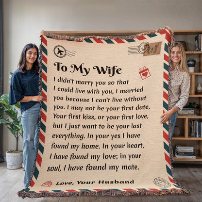 To My Wife | Can't Live Without You | Blanket Gift from Husband