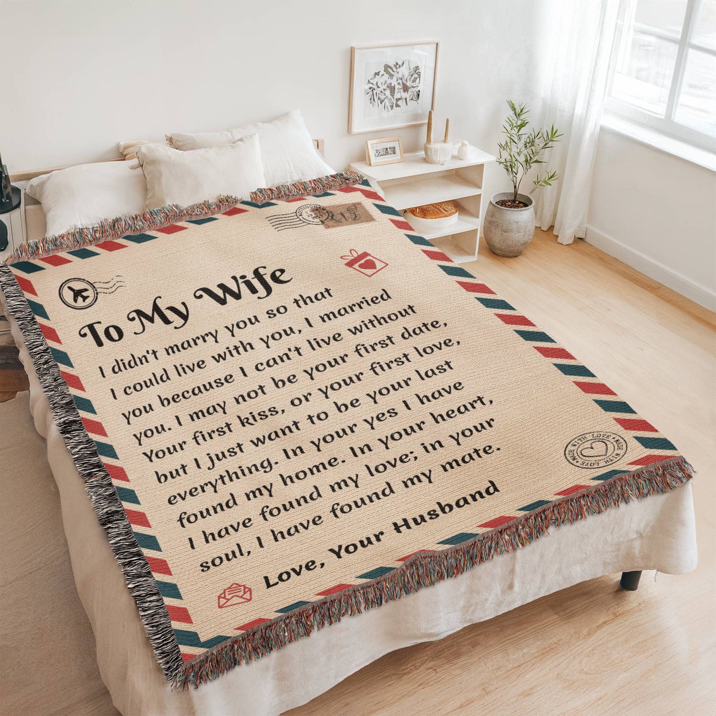 To My Wife | Can't Live Without You | Blanket Gift from Husband