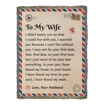 To My Wife | Can't Live Without You | Blanket Gift from Husband